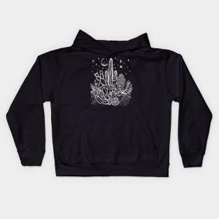 Cactus, Crystals, Succulents Under the Desert Moon Kids Hoodie